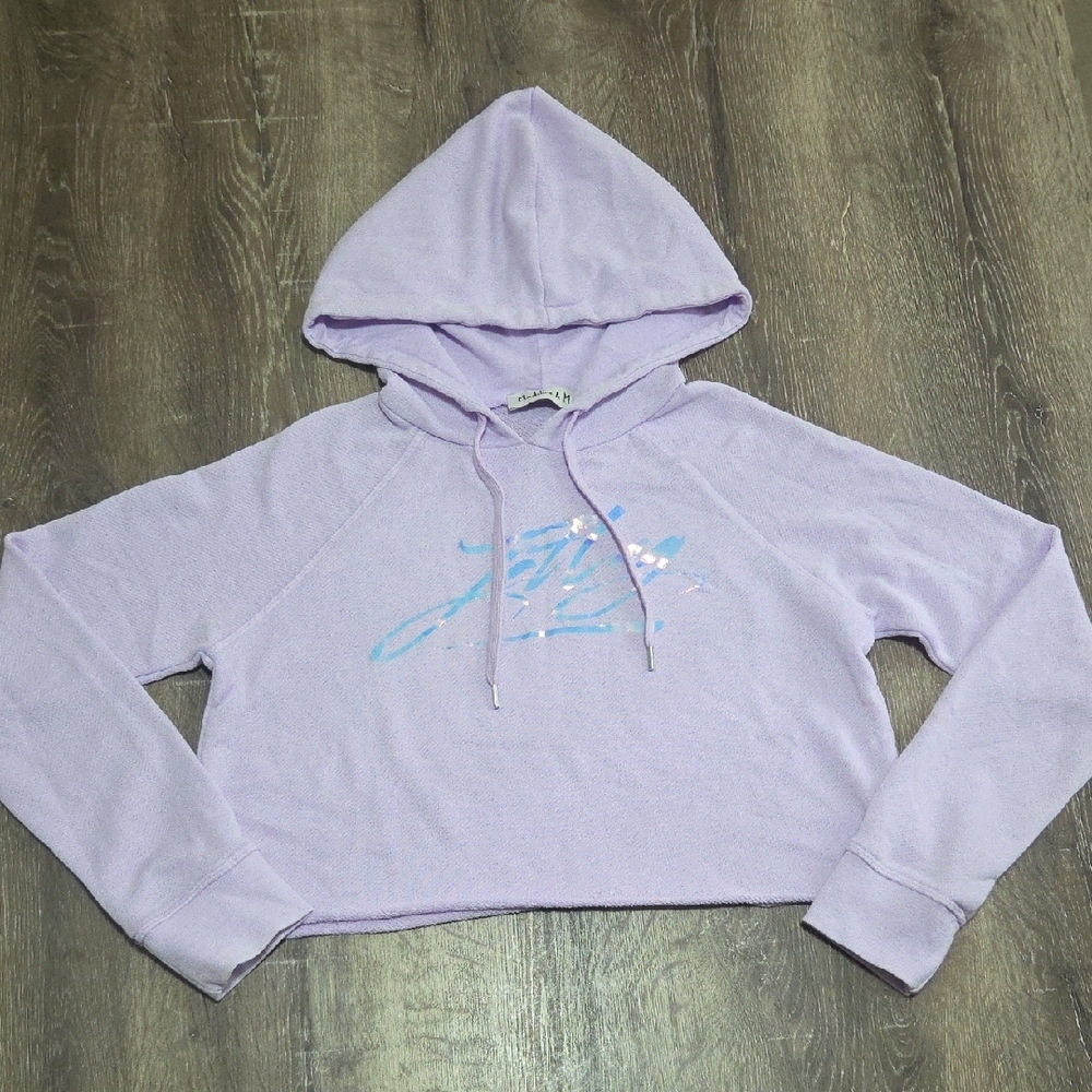 Madeline & Monroe 'JetLag' Crop Hoodie Cropped Top French Terry Knit Medium